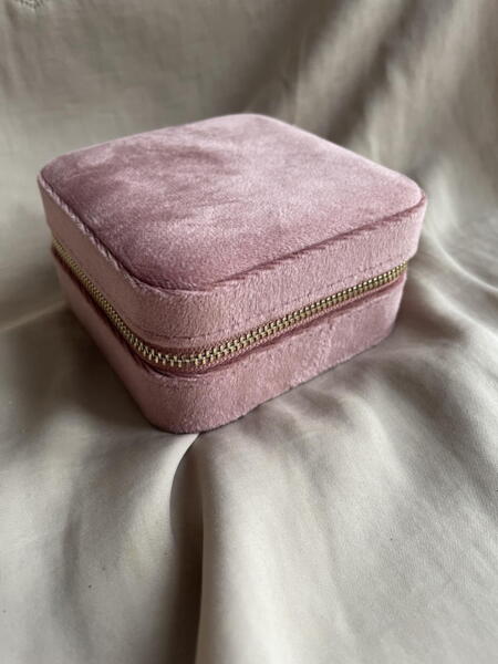 Jewelry Square Box w. mirror  - Dusty Pink